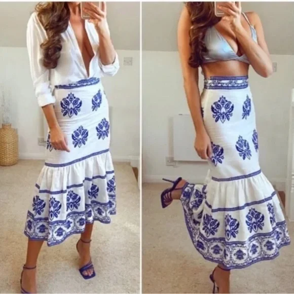 ☀️ New! ZARA Embroidered Midi Skirt - Picture 5 of 16